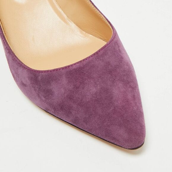 Sergio Rossi Purple Suede Pointed Toe Pumps Size 38 - Picture 7 of 7
